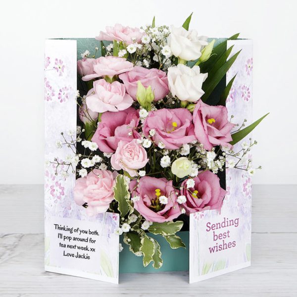 Pink Spray Carnations and Soft Pink Lisianthus accented with White Gypsophila 'Get Well Soon' Flowers